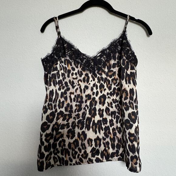 BP Studio Tops - Leopard Print Lace Trim Cami Top XS – Satin Slip Tank Y2K Style Mobwife Vixen